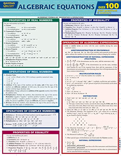 Algebraic Equations Quizzer (Quick Study Quizzer),New