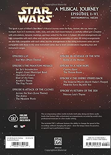 Star Wars Instrumental Solos for Strings (Movies IVI): Viola, Book & Online Audio/Software (Pop Instrumental Solos Series),Used