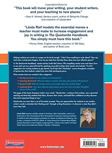 The Quickwrite Handbook: 100 Mentor Texts To Jumpstart Your Students Thinking And Writing,Used
