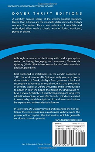Confessions of an English Opium Eater (Dover Thrift Editions: Biography),Used