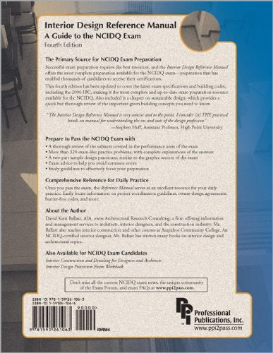 Interior Design Reference Manual: A Guide to the NCIDQ Exam,Used