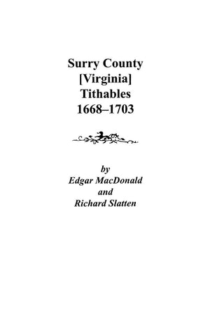 Surry County [Virginia] Tithables, 16681703,Used