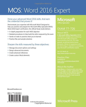 MOS 2016 Study Guide Microsoft Word Expert (MOS Study Guide),Used