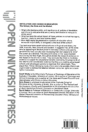 Devolution And Choice In Education,Used