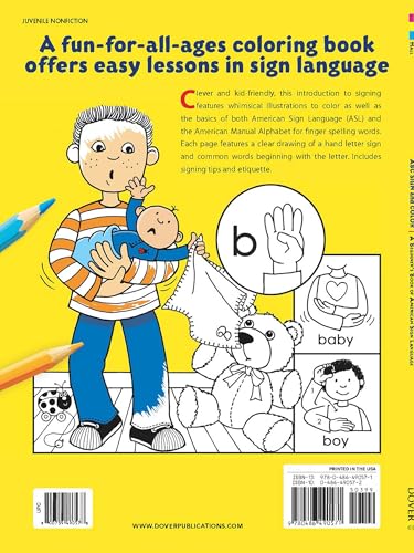ABC Sign and Color: A Beginner's Book of American Sign Language (Dover Kids Activity Books),Used