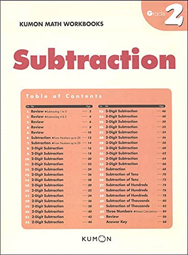 Kumon Grade 2 Subtraction (Kumon Math Workbooks), Ages 78, 96 pages,New