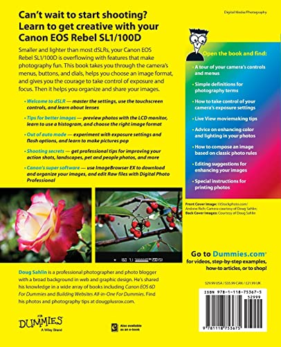 Canon EOS Rebel SL1/100D For Dummies,Used