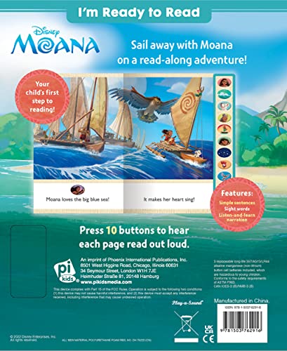 Disney Moana  I'm Ready to Read with Moana Interactive ReadAlong Sound Book  Great for Early Readers  PI Kids