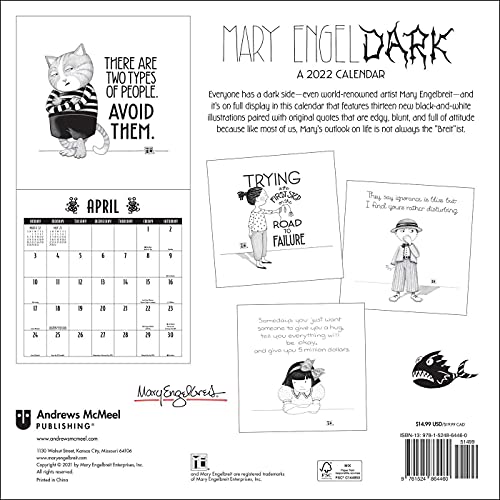Mary EngelDark 2022 Wall Calendar: from the shadier side of Mary Engelbreit,Used