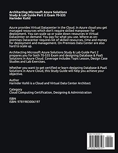 Architecting Microsoft Azure Solutions Study & Lab Guide Part 2: Exam 70535,Used