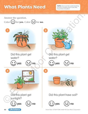 Evanmoor Smart Start Stem Workbook, Kindergarten, Science, Technology, Engineering, Math, Hands On Activities, Problem Solving,