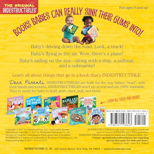 Indestructibles: Things That Go!: Chew Proof  Rip Proof  Nontoxic  100% Washable (Book for Babies, Newborn Books, Vehicle Books,,New