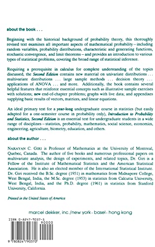 Introduction to Probability and Statistics, 2nd Edition (Statistics: A Series of Textbooks and Monographs),New