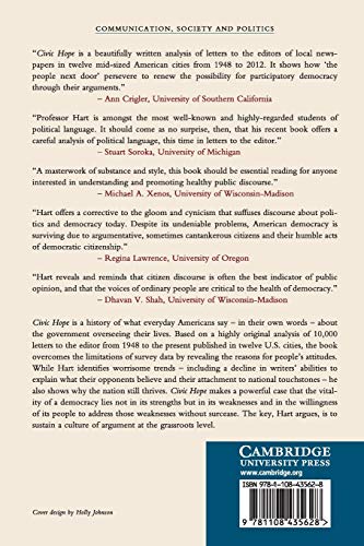 Civic Hope: How Ordinary Americans Keep Democracy Alive (Communication, Society and Politics),Used