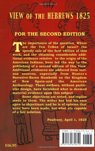 View of the Hebrews, or, The Tribes of Isreal in America,New