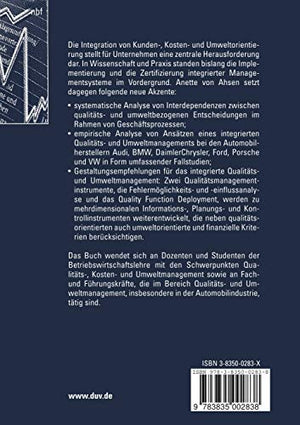Integriertes Qualitts und Umweltmanagement: Mehrdimensionale Modellierung und Anwendung in der deutschen Automobilindustrie (ne,Used