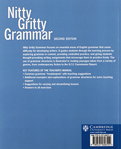 Nitty Gritty Grammar Teacher's Manual: Sentence Essentials for Writers,Used