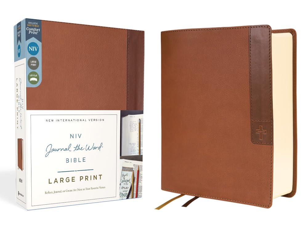 Niv, Journal The Word Bible (Perfect For Notetaking), Large Print, Leathersoft, Brown, Red Letter, Comfort Print: Reflect, Take,New