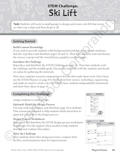 EvanMoor Stem Lessons and Challenges, Grade 6 Homeschooling & Classroom Resource Workbook, Life, Earth and Physical Science Pro,Used