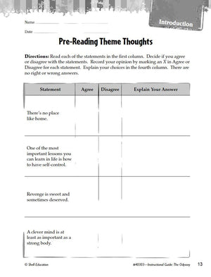 The Odyssey: An Instructional Guide for Literature  Novel Study Guide for High School Literature with Close Reading and Writing,Used