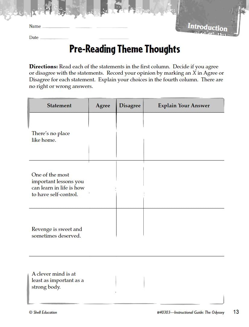 The Odyssey: An Instructional Guide for Literature  Novel Study Guide for High School Literature with Close Reading and Writing,Used