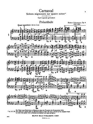 Carnaval (Scnes Mignonnes sur Quatre Notes), Op. 9 (Kalmus Edition),Used