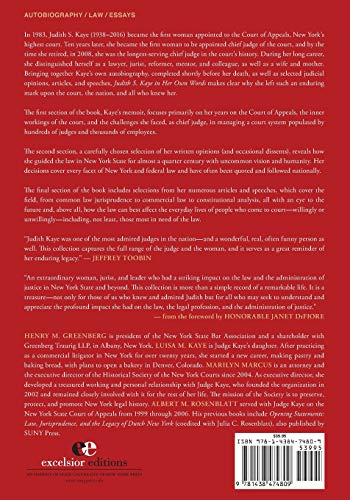 Judith S. Kaye in Her Own Words: Reflections on Life and the Law, with Selected Judicial Opinions and Articles (Excelsior Editio,Used