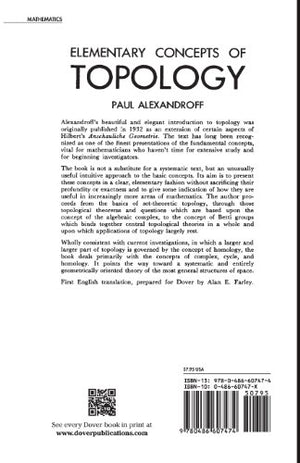 Elementary Concepts Of Topology (Dover Books On Mathematics)