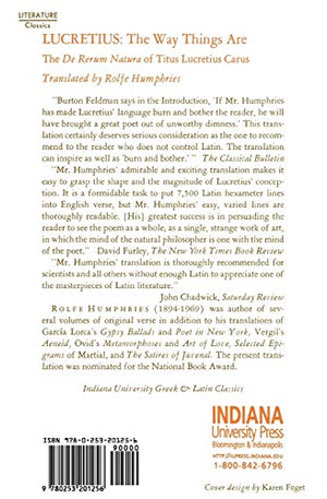 The Way Things Are: The De Rerum Natura of Titus Lucretius Carus,New