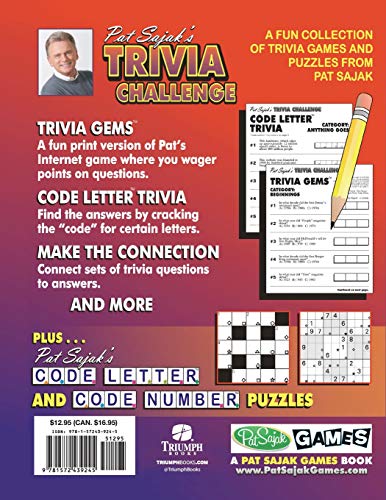 Pat Sajak's Trivia Challenge: A Fun Collection of Trivia Games and Puzzles from Pat Sajak,Used