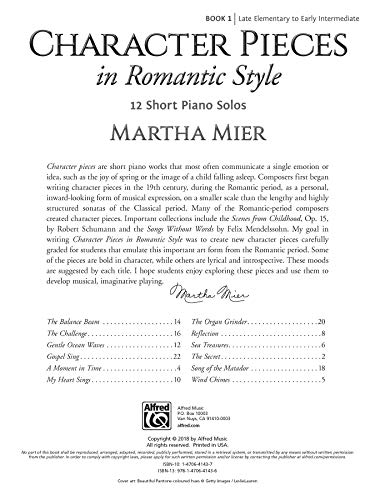 Character Pieces in Romantic Style, Book 1: 12 Short Piano Solos,Used