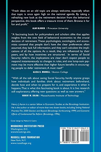 Behavioral Dimensions of Retirement Economics,Used