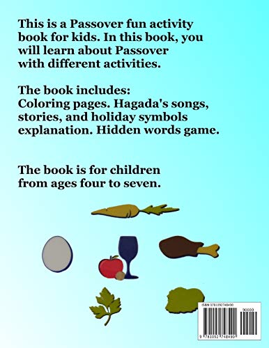 Passover Activity Book: For kids, Coloring, holiday songs, hidden words game and more. (Jewish Holiday Activity books),Used
