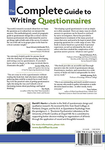 The Complete Guide to Writing Questionnaires: How to Get Better Information for Better Decisions,Used