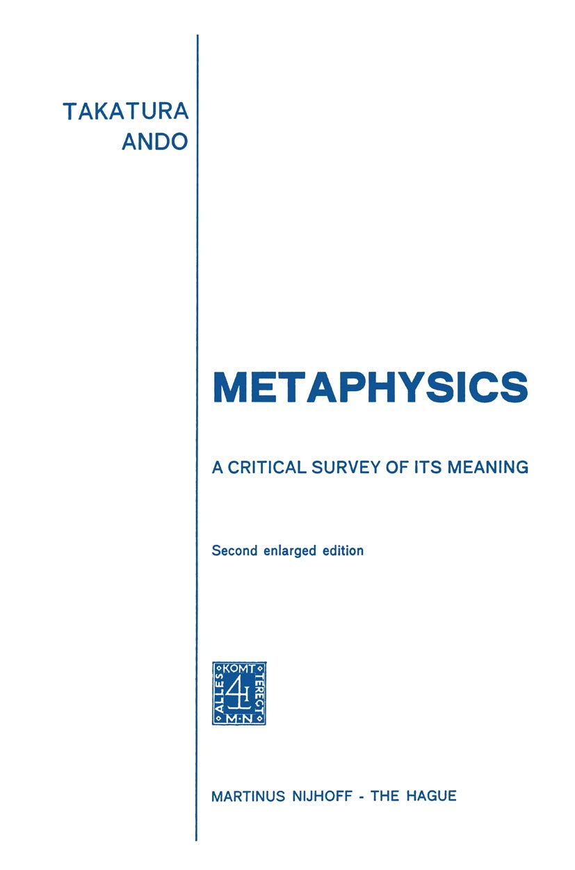 Metaphysics: A Critical Survey Of Its Meaning,Used