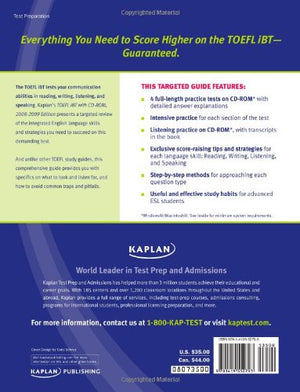 Kaplan TOEFL iBT with CDROM 20082009,Used