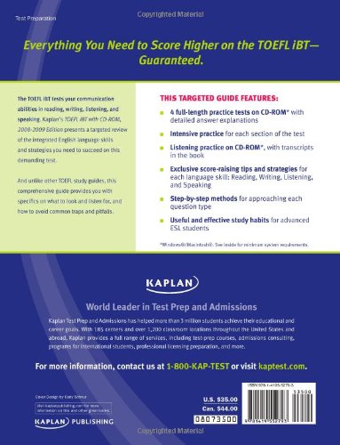 Kaplan TOEFL iBT with CDROM 20082009,Used