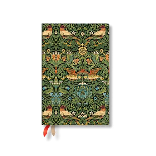 Paperblanks | 2026 Morris Birds | William Morris | 12Month Planner Flexis | Mini | Vertical | Elastic Band | 176 Pg | 100 Gsm