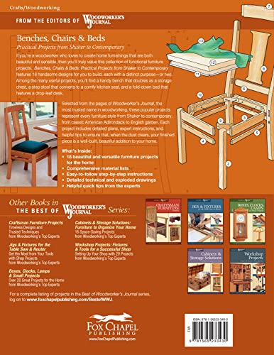 Benches, Chairs And Beds: Practical Projects From Shaker To Contemporary (Best Of Woodworker'S Journal),Used