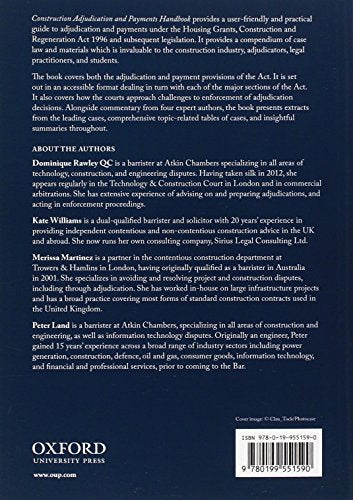 CONSTRUCTION ADJUDICATION AND PAYMENTS HANDBOOK,Used