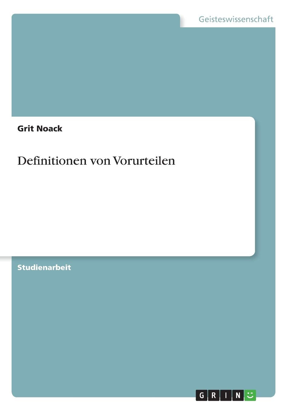Definitionen von Vorurteilen (German Edition),Used