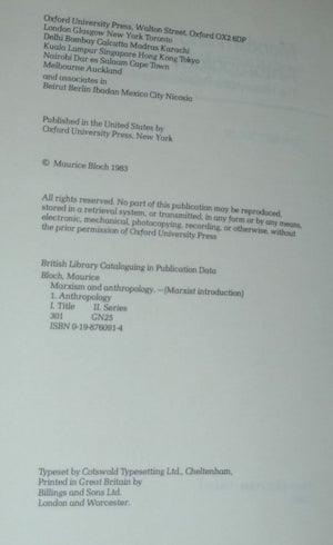 Marxism and anthropology: The history of a relationship (Marxist introductions),Used