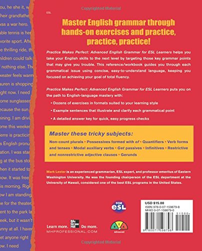 Advanced English Grammar For Esl Learners (Practice Makes Perfect),New