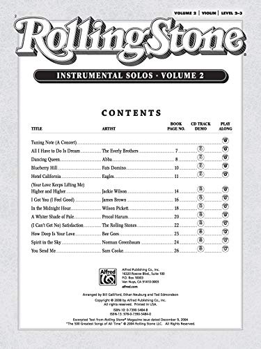 Selections from Rolling Stone Magazine's 500 Greatest Songs of All Time (Instrumental Solos for Strings), Vol 2: Violin, Book & ,Used