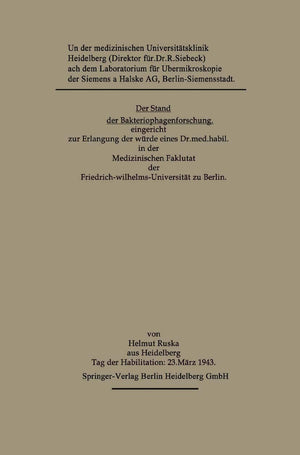 Der Stand der Bakteriophagenforschung (German Edition),Used