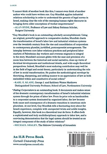 Fading Corporatism: Israel's Labor Law and Industrial Relations in Transition,Used