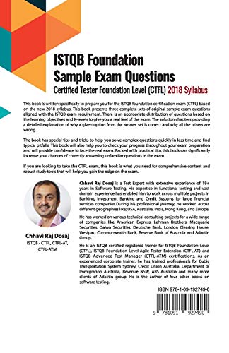 ISTQB Foundation Sample Exam Questions Certified Tester Foundation Level (CTFL) 2018 Syllabus,Used