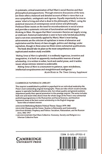 Making Sense Of Marx (Studies In Marxism And Social Theory),Used
