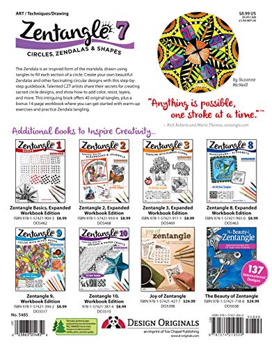 Zentangle 7, Expanded Workbook Edition: Circles, Zendalas & Shapes (Design Originals) 40 Original Tangles, Zen Mandalas, Easy Te,Used