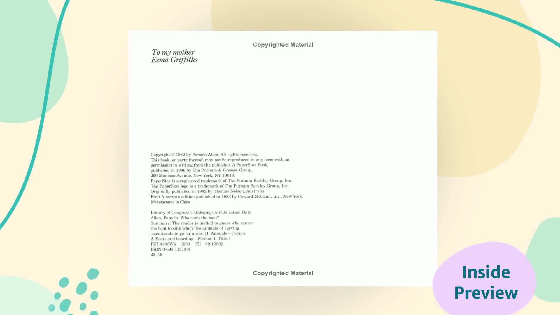 Who Sank the Boat? (Paperstar),New